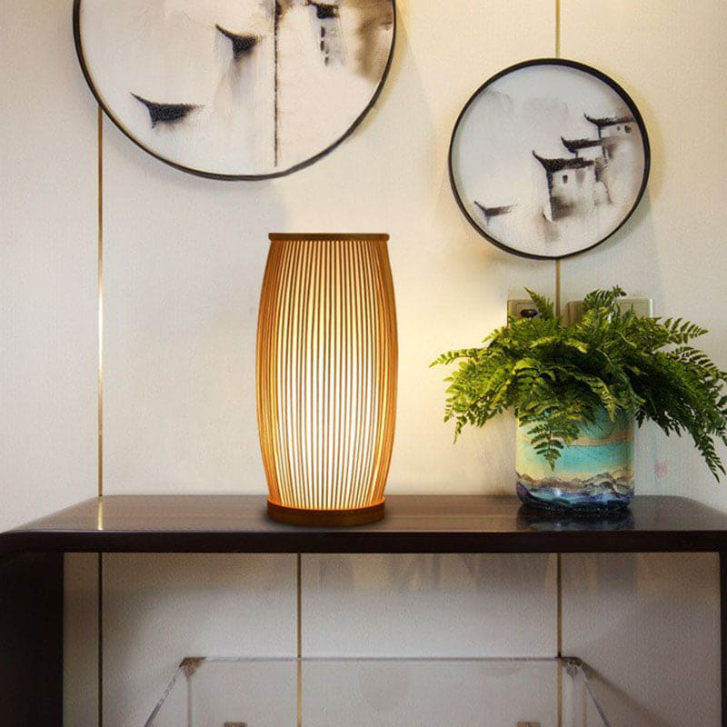 Japanese Table Lamp  Natural Bamboo Slat Design - Product detail 4