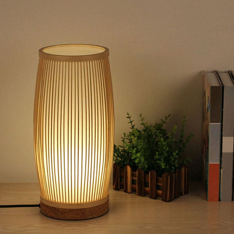 Japanese Table Lamp  Natural Bamboo Ribbed Design - Product detail 6