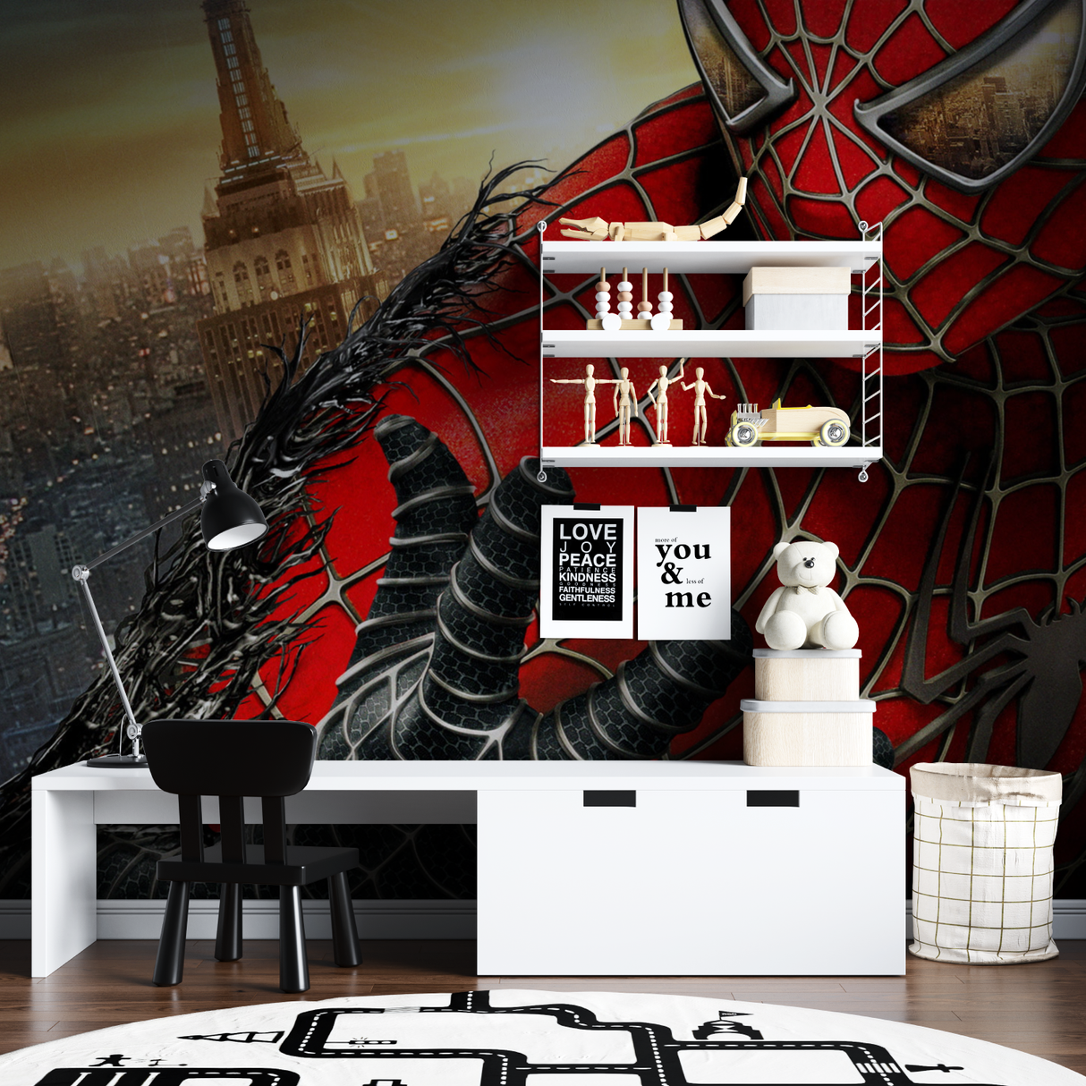 Superhero Mural Wallpaper | Spiderman Red and Black Design