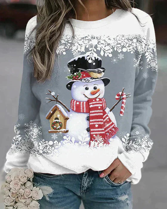 Holiday Snowman Sweater  Winter Scene With Festive Details - Product example