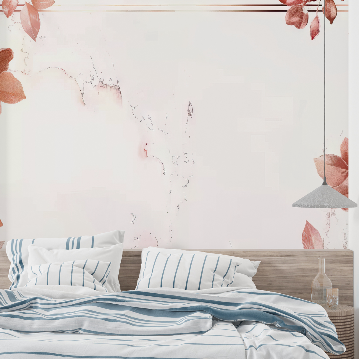 Floral Mural Wallpaper | Modern Terracotta and White Design