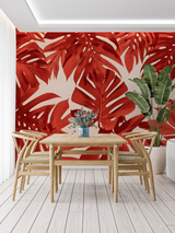 Monstera Mural Wallpaper | Terracotta Tropical Leaves