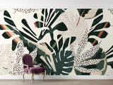 Tropical Foliage Mural Wallpaper | Modern Abstract Monstera Design