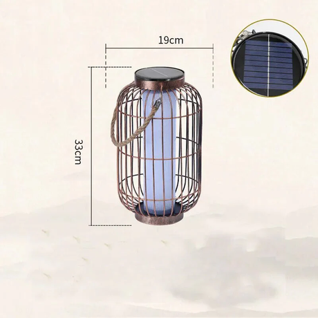 Solar Garden Lantern  Asian Inspired Metal Cage Design - Product detail 7