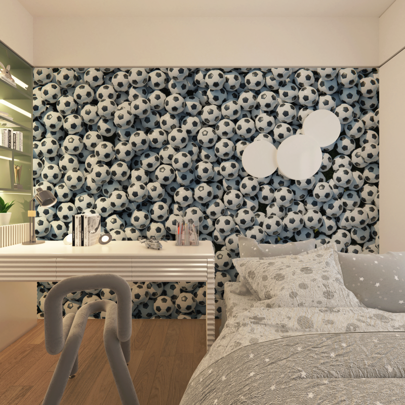 Football Mural Wallpaper | Black and White Soccer Ball Pattern