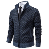 Mens Geometric Zip Sweater  Diamond Pattern Knit Design - Product detail 4