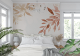 Watercolor Mural Wallpaper | Terracotta Botanical Leaves