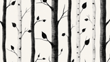 Forest Mural Wallpaper | Black and White Birch Trees