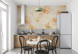 Floral Mural Wallpaper | Elegant Orange Line Art Design