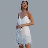 Sequin Cocktail Dress  Teal Fringe Detail - Product detail 10