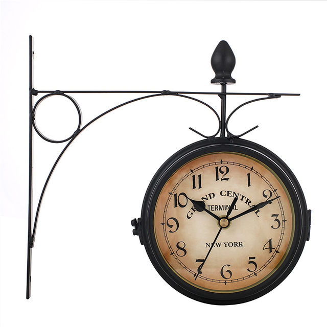 Vintage Station Clock  Double-Sided Metal Design - Product showcase