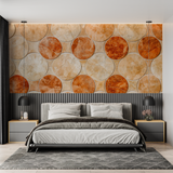 Geometric Mural Wallpaper | Terracotta Circular Mosaic Pattern
