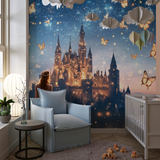 Princess Mural Wallpaper | Magical Castle with Golden Butterflies