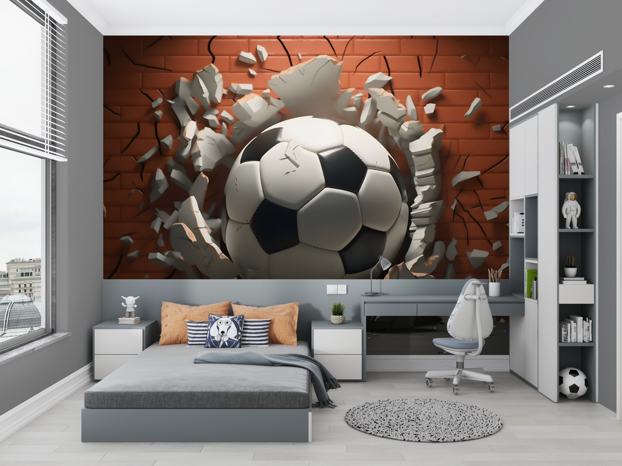 Football Mural Wallpaper | 3D Dynamic White Design