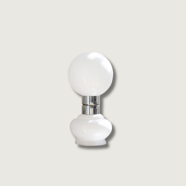 Modern Glass Table Lamp  White Globe Chrome Accent - Product showcase