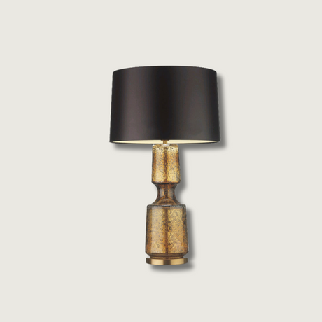 Modern Glass Table Lamp  Amber Base Black Shade - Product showcase