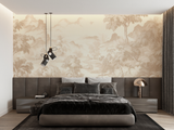 Vintage Mural Wallpaper | Beige Toile de Jouy Landscape