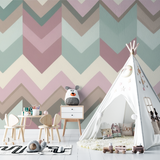 Geometric Mural Wallpaper | Pastel Chevron Pattern