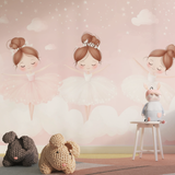 Ballet Mural Wallpaper | Dancing Girls in Pink and White