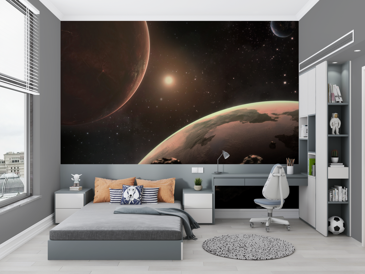 Space Mural Wallpaper | Cosmic Planets and Stars Design