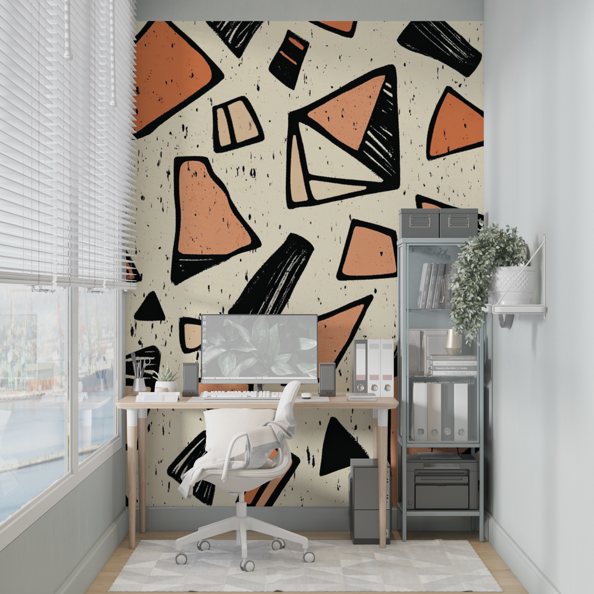 Geometric Mural Wallpaper | Terracotta Abstract Pattern