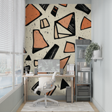 Geometric Mural Wallpaper | Terracotta Abstract Pattern