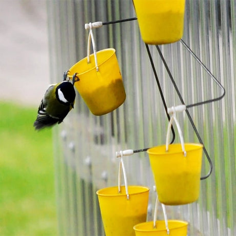 Garden Bird Feeder Wheel  Yellow Metal 8-Cup Design - Product detail 6