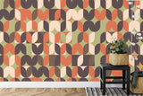 Geometric Mural Wallpaper | Retro Mid-Century Pattern in Earth Tones