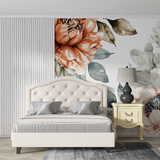 Floral Mural Wallpaper | Watercolor Peony with Geometric Pattern
