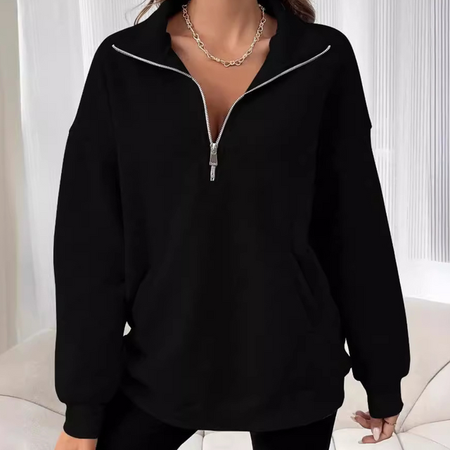 Half-Zip Sweatshirt Women  Casual Cotton Blend Pullover - Product showcase