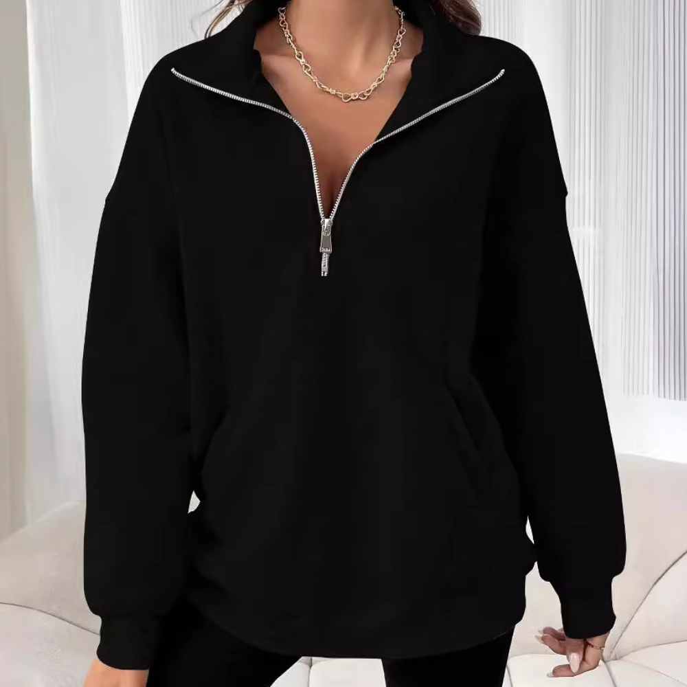 Half-Zip Sweatshirt Women  Casual Cotton Blend Pullover - Product detail 7