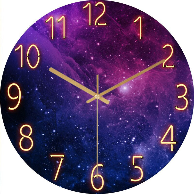 Modern Wall Clock  Neon Numbers Blue Marble Design - Product detail 27