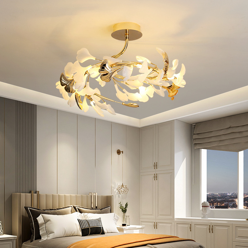 Ginkgo Leaf Ceiling Light  Gold Frame Ceramic Leaf Design - Product detail 5
