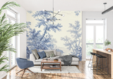 Forest Mural Wallpaper | Blue Toile de Jouy Landscape
