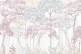 Wald Tapete | Traumhafte rosa und graue Aquarellbäume