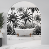 Tropical Mural Wallpaper | Black and White Palm Leaves Design