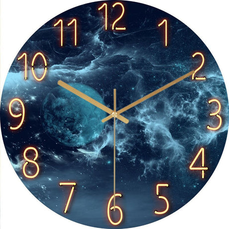Modern Wall Clock  Neon Numbers Blue Marble Design - Product detail 25