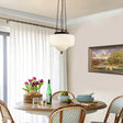 Modern Glass Pendant Light  White Dome Chain Hanging Design - Product showcase
