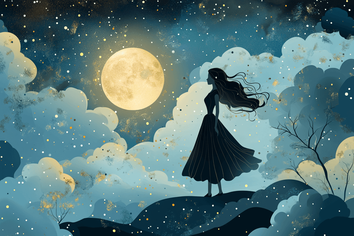 Princess Mural Wallpaper | Moonlit Silhouette Art Deco