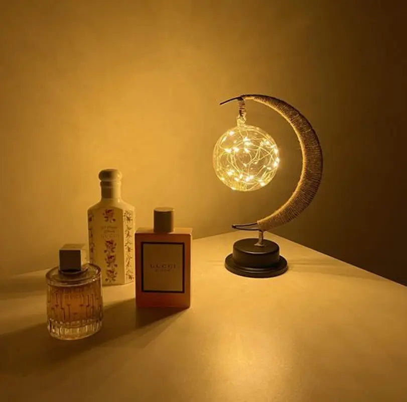 Crescent Moon Table Lamp  Glass Globe LED Night Light - Product detail 4