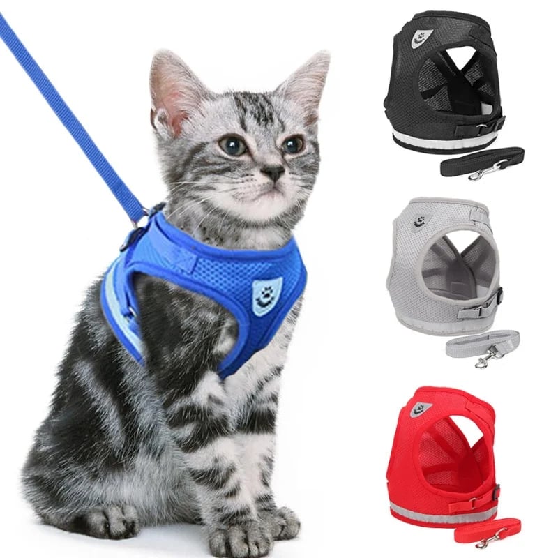 Reflective Cat Harness Set  Safety Mesh Design With Night Visibility - Product detail 4