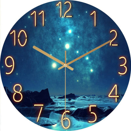 Modern Wall Clock  Neon Numbers Blue Marble Design - Product detail 26