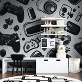 Gaming Mural Wallpaper | Black and White Console Design