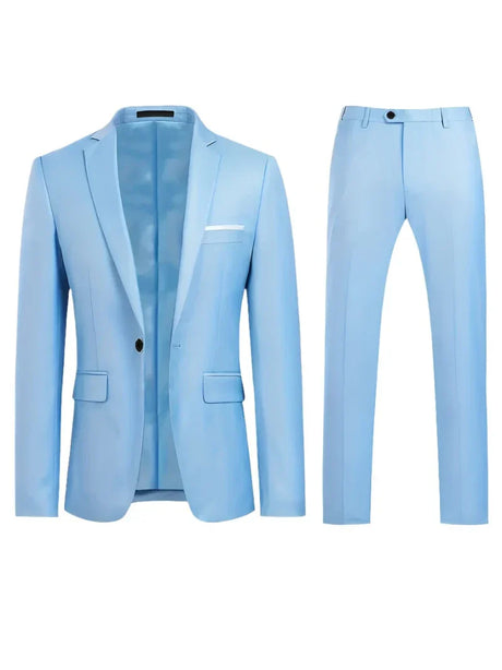 Modern Slim Fit Suit  Sky Blue Two-Piece Business Attire - Product detail 7