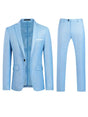 Modern Slim Fit Suit  Sky Blue Two-Piece Business Attire - Product detail 7