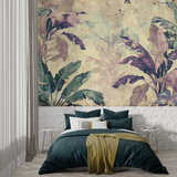 Tropical Mural Wallpaper | Vintage Purple Palm Leaves