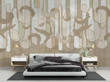 Feather Mural Wallpaper | Art Deco Geometric Pattern