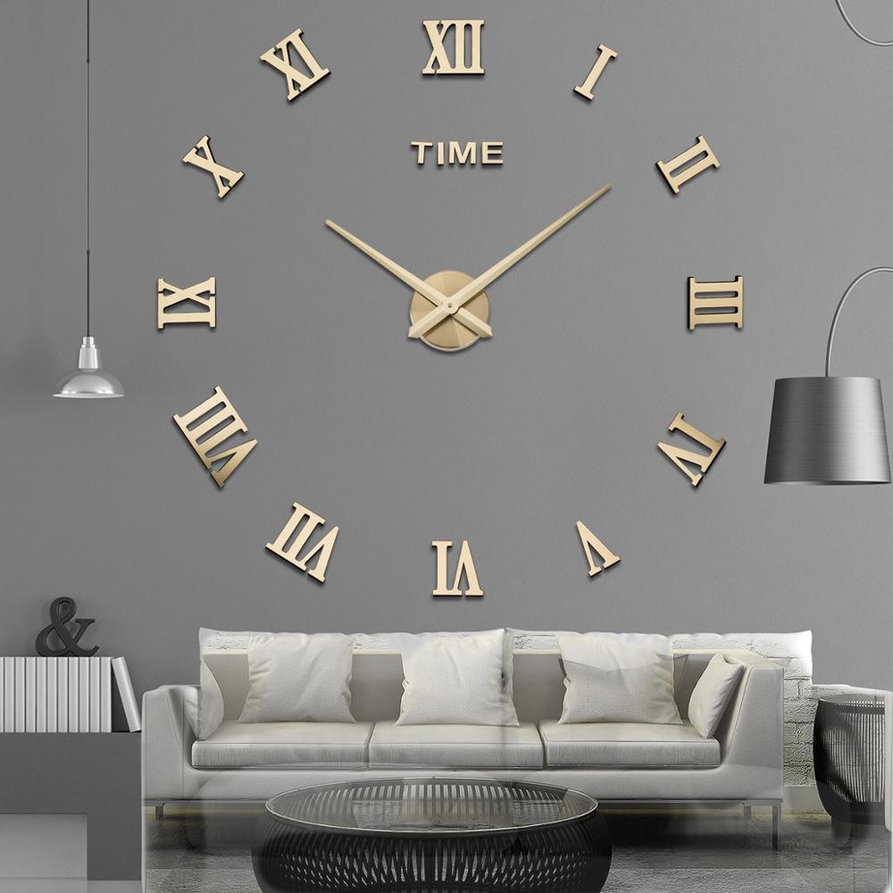 Modern Wall Clock  Roman Numeral Silver Mirror Design - Product detail 7