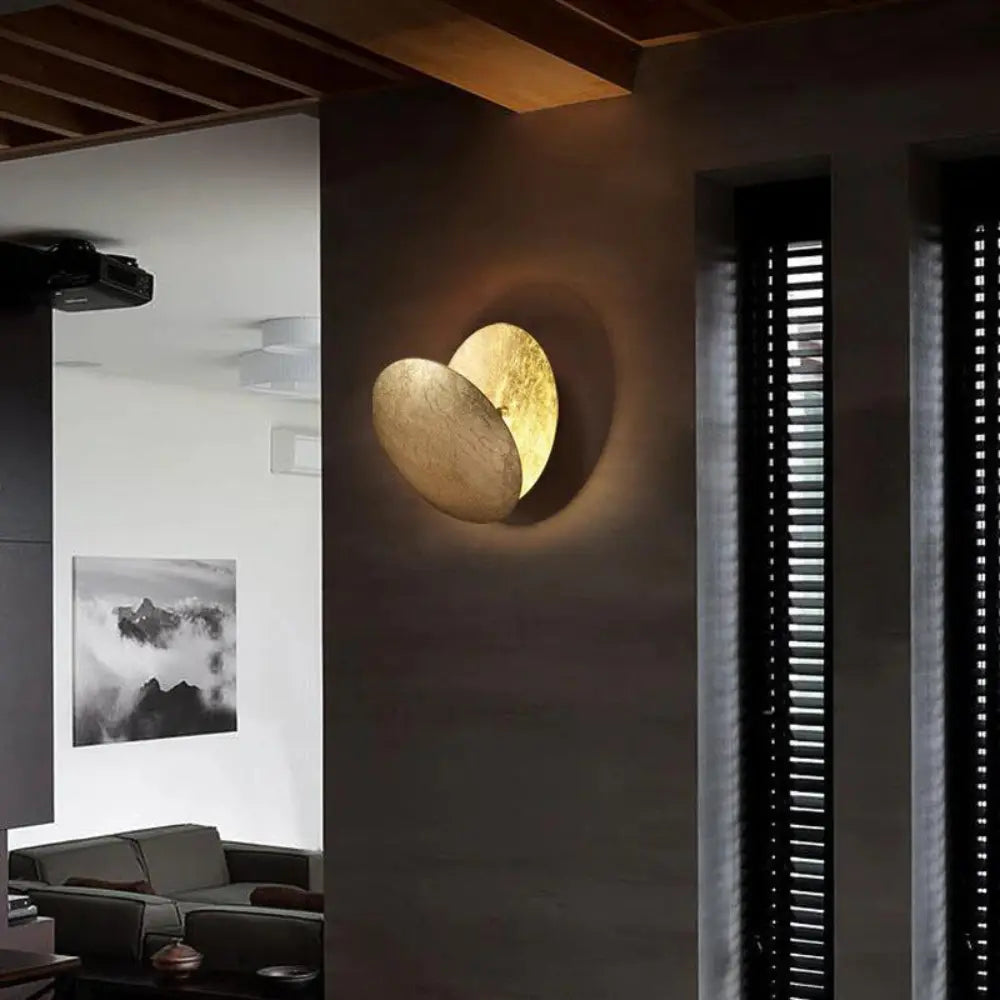 Modern Moon Wall Light  Gold Metal Eclipse Design - Product example