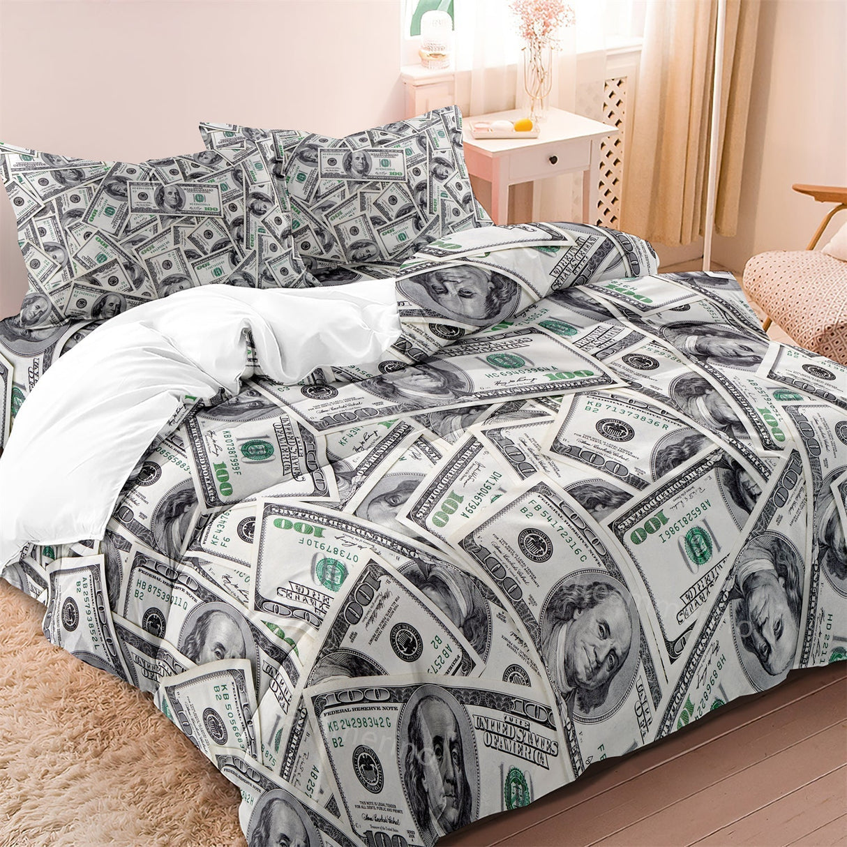 Money Print Duvet Set  Dollar Bill Pattern Bedding - Product detail 5